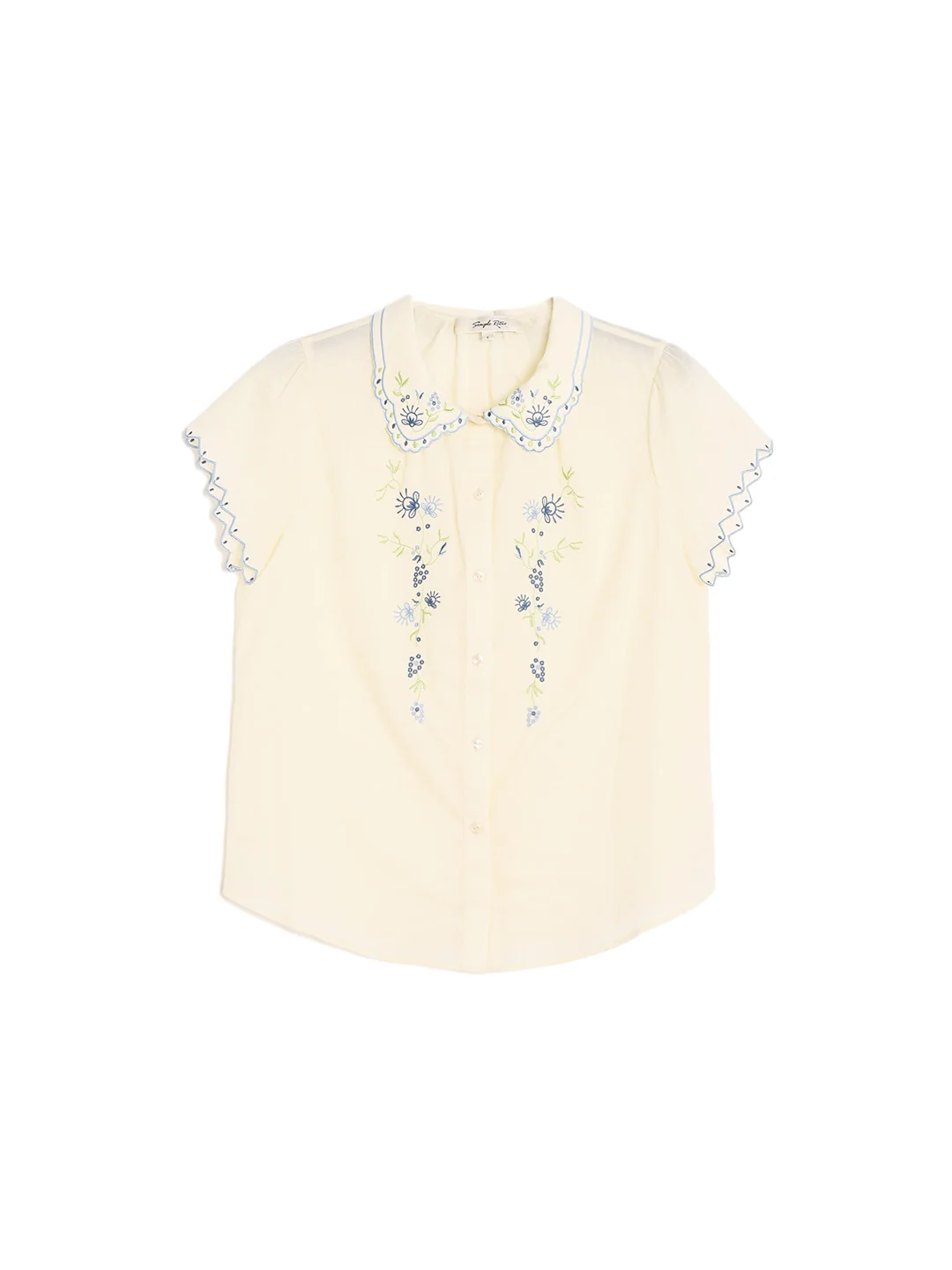 Alora Peter Pan Collar Embroidery 100% Cotton Blouse