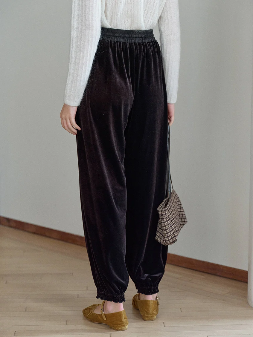 Leanna Loose Velvet Tapered All-Purpose Pants