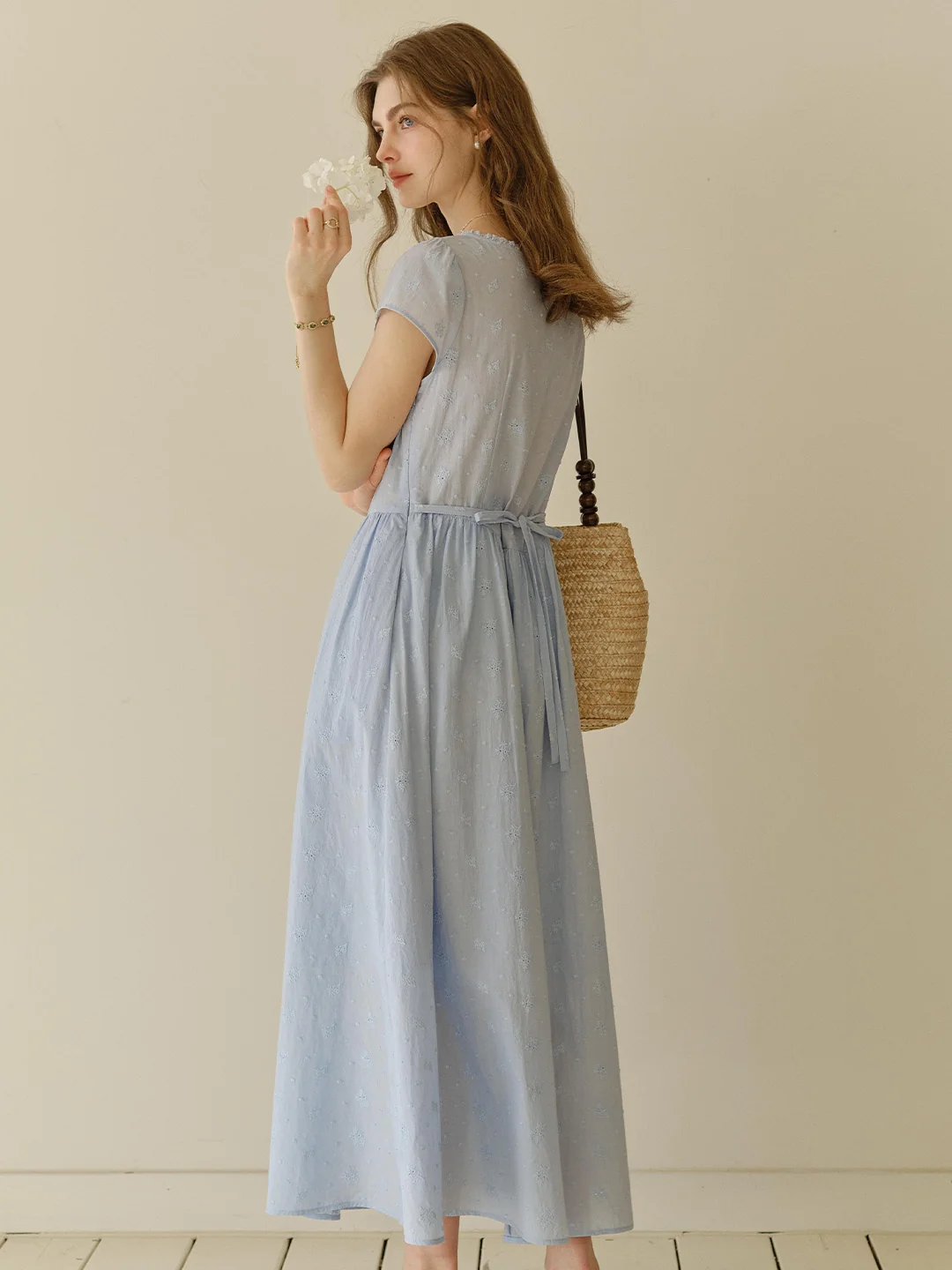 Malia Round Neck Lace Embroidered 100% Cotton Dress