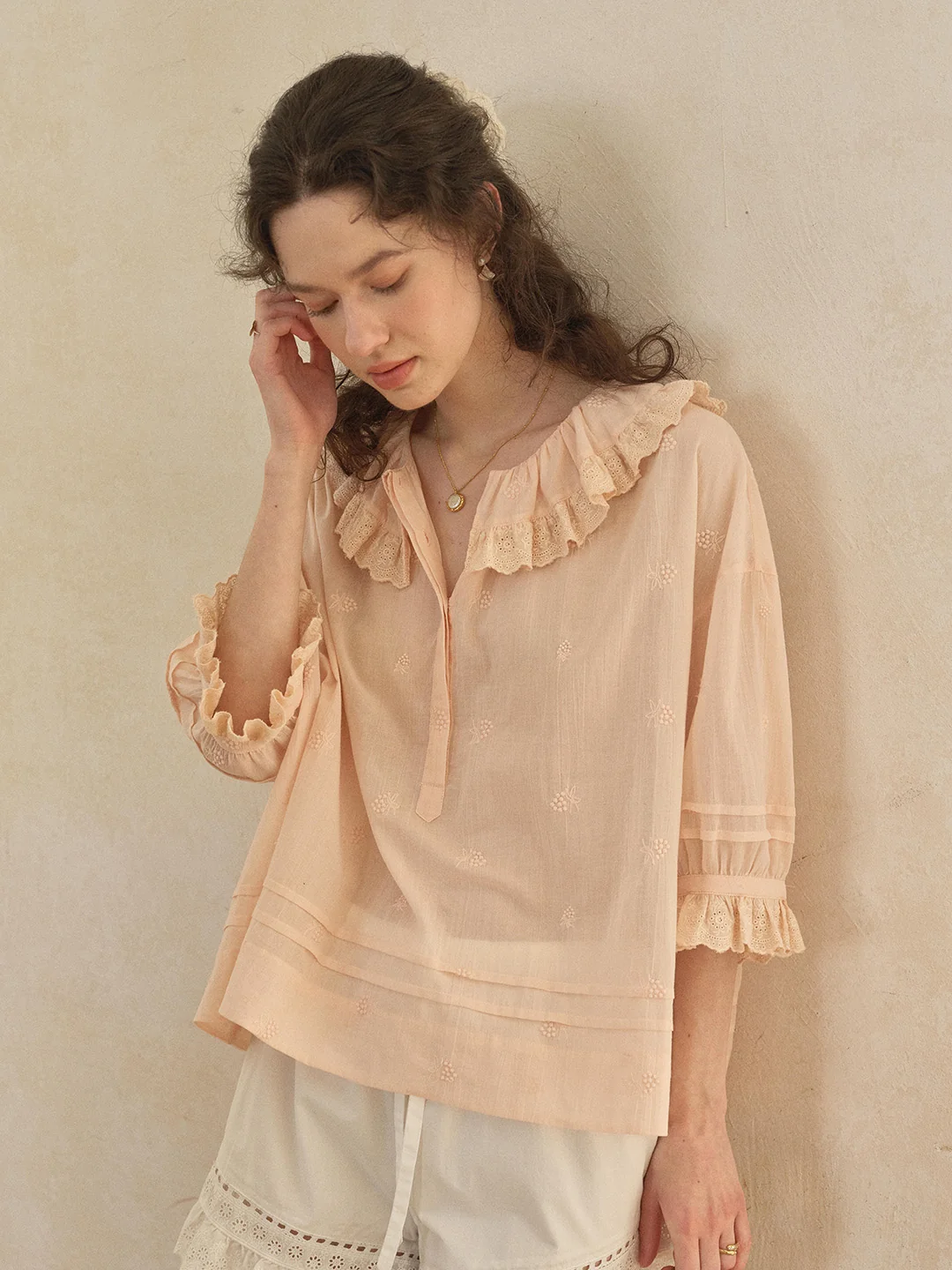 Romy Round Neck 100% Cotton Blouse