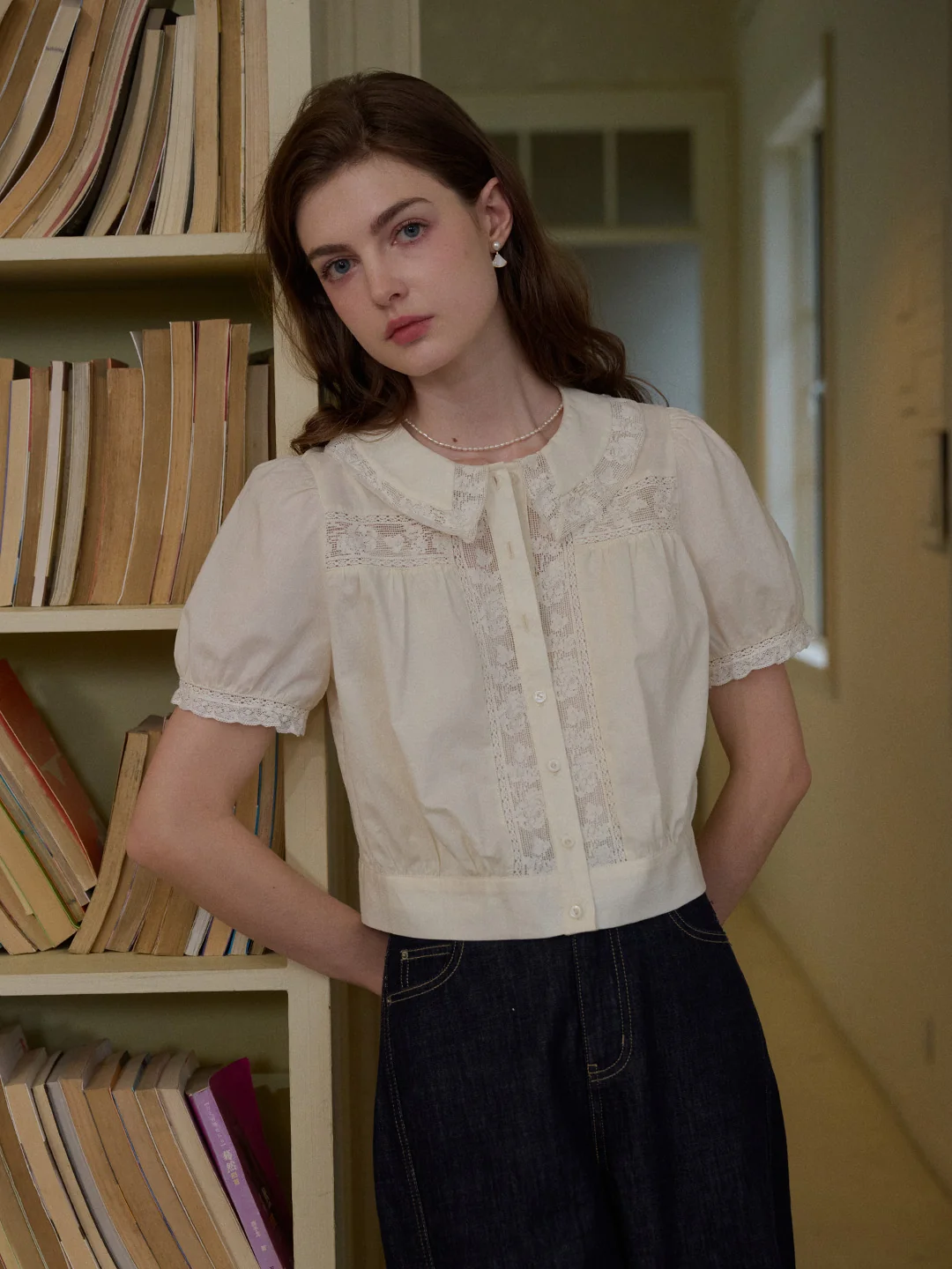 Everleigh Round Neck Lace Blouse
