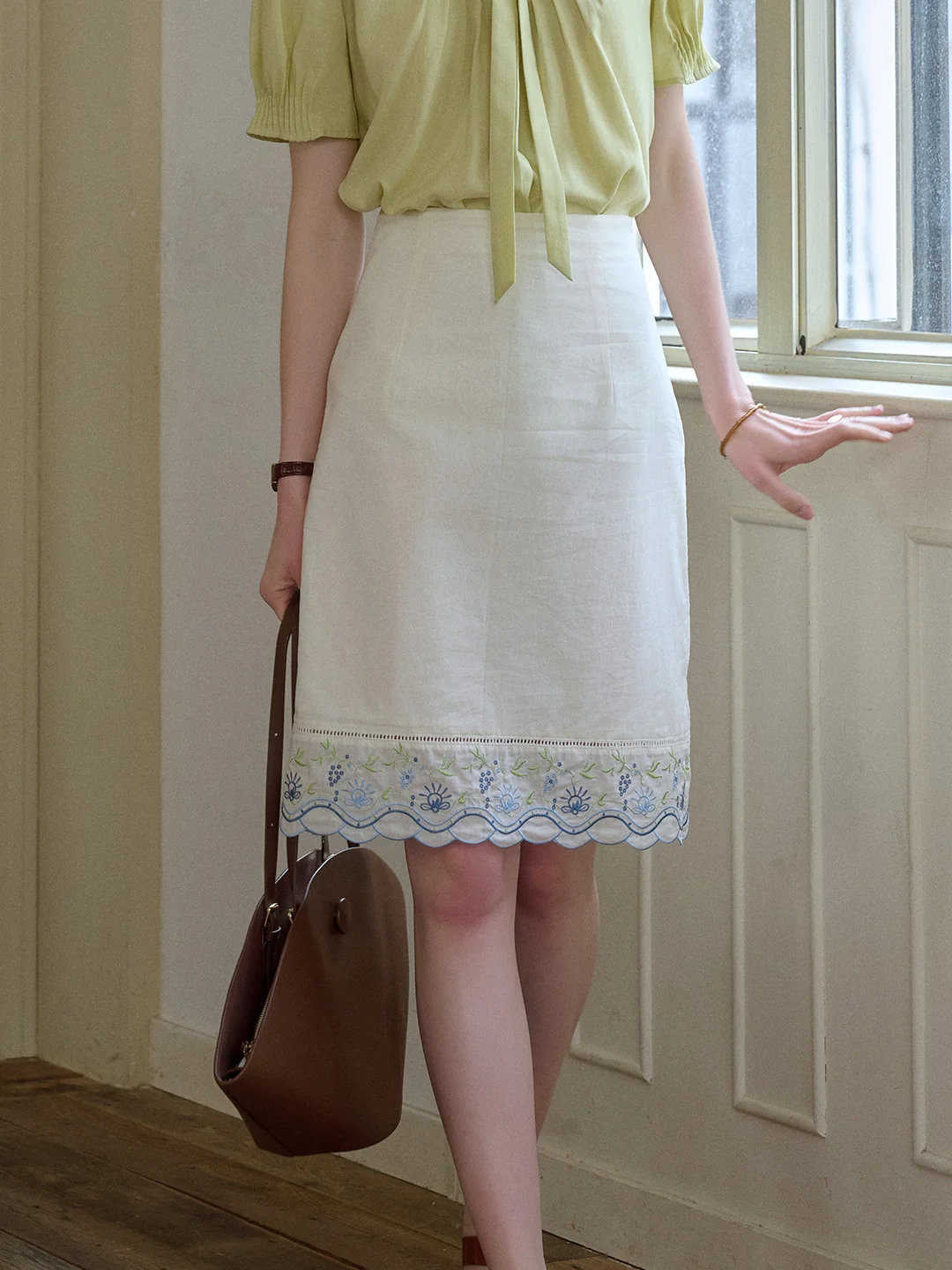 【Final Sale】Annie Color Embroidery 100% Cotton Skirt