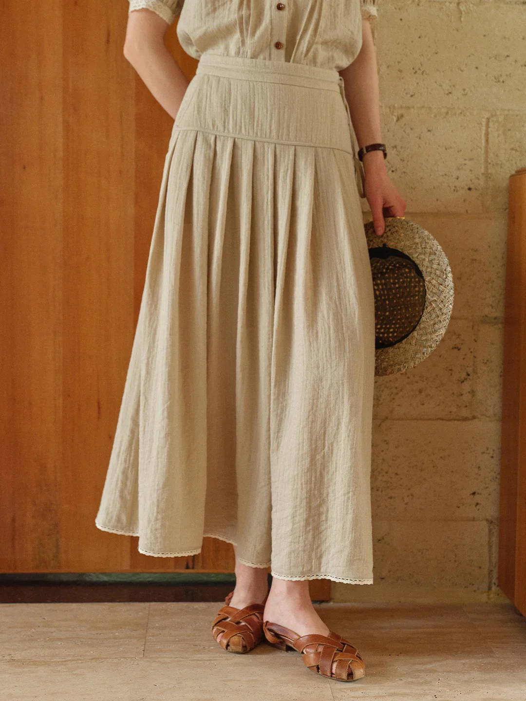 Selene A-Line Linen Skirt