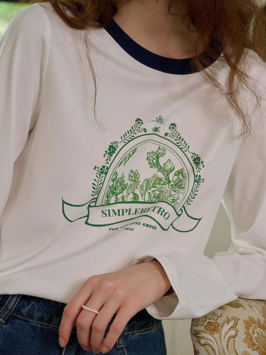 【Final Sale】Haley Loose Round Neck Color Block Printed Casual T-Shirt