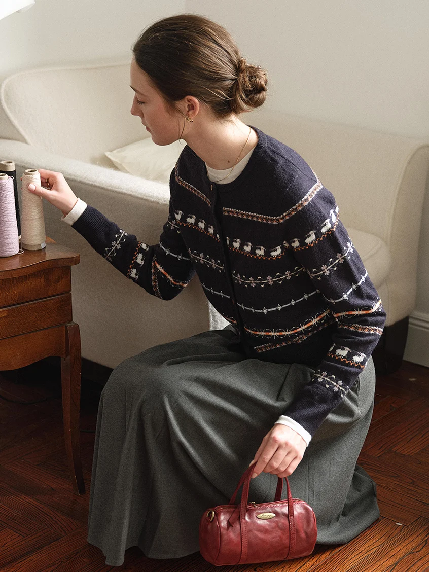 Tania Fair Isle Button-Front Cropped Cardigan