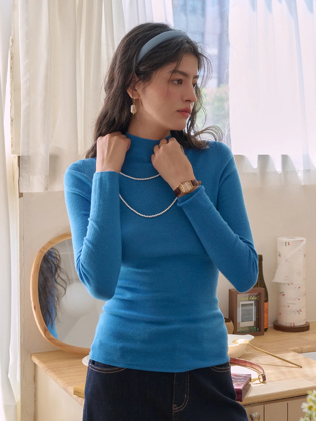 Annalise Mock Neck 100% Merino Wool Sweater
