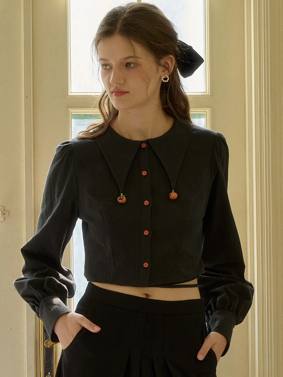 【Final Sale】Giuliana Round Neck Halloween Collision Pumpkin Chapter Shirt
