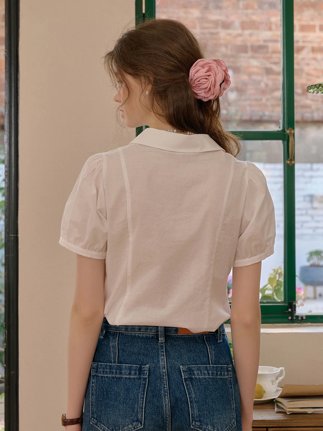 【Final Sale】Elianna Peter Pan Collar 100% Cotton Blouse
