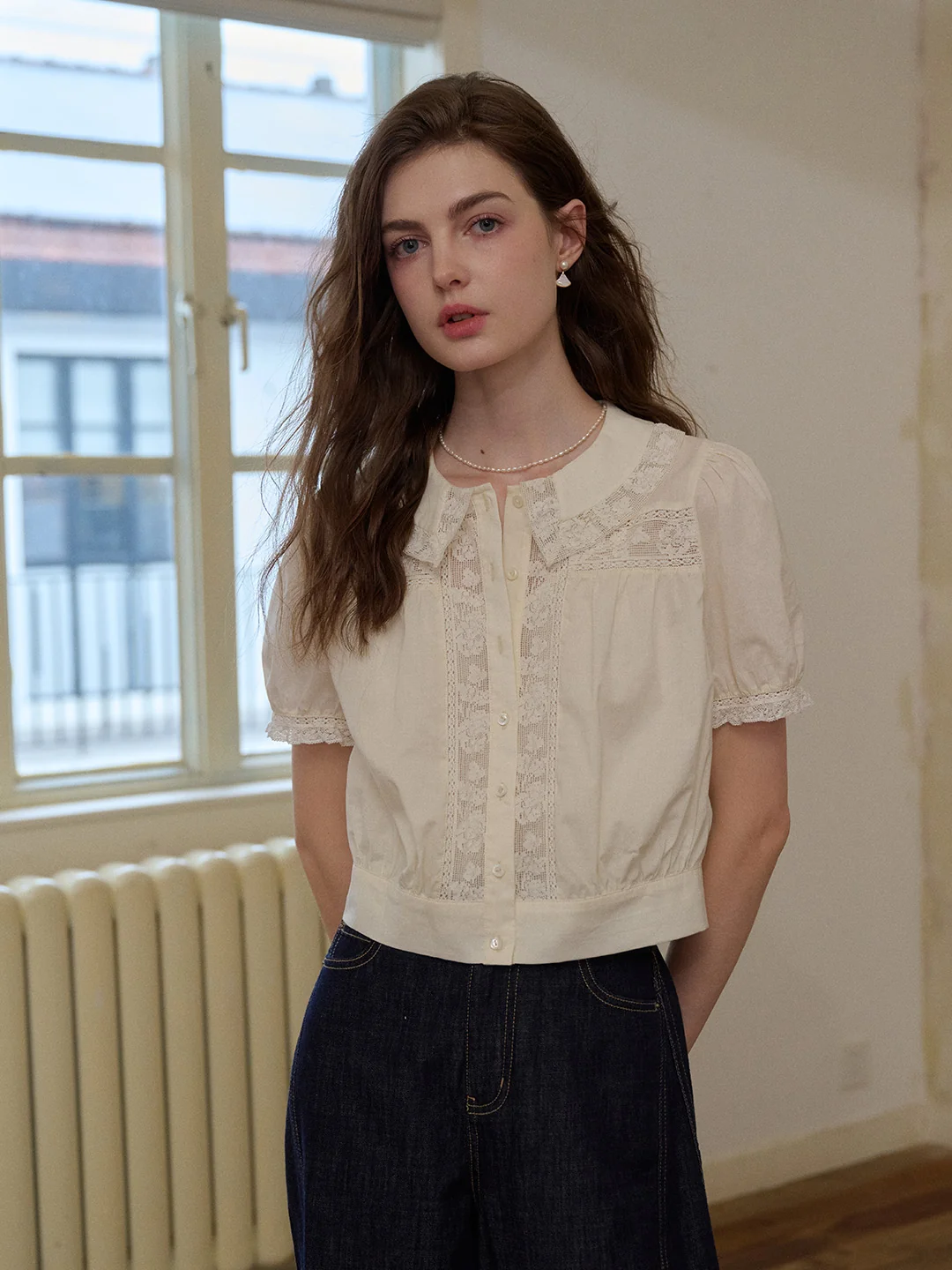Everleigh Round Neck Lace Blouse