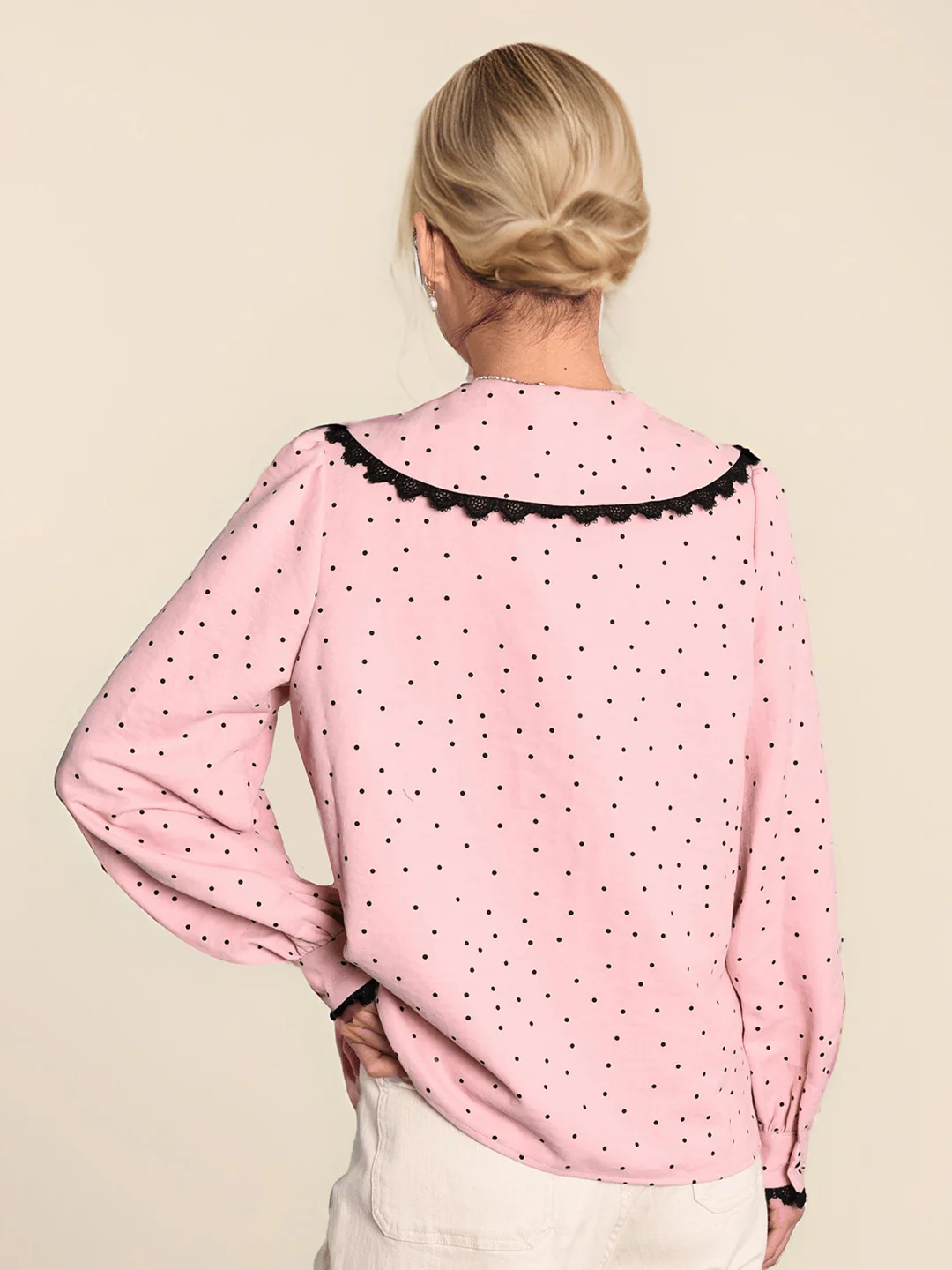 【Final Sale】Ophelia Retro V-Neck Dots Blouse