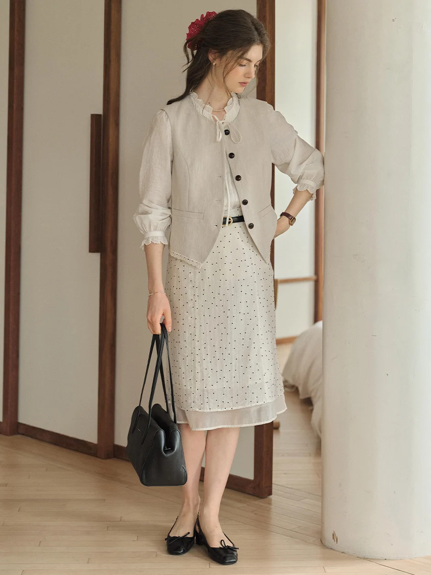 Bianca Dot Double-layered Midi Skirt