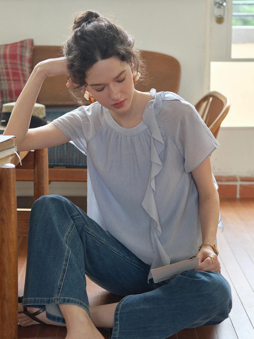 Emilia Round Neck French Blouse