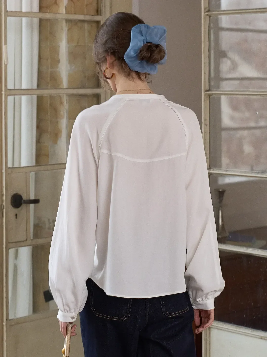 【Final Sale】Saoirse Tie Collar Linen Blouse