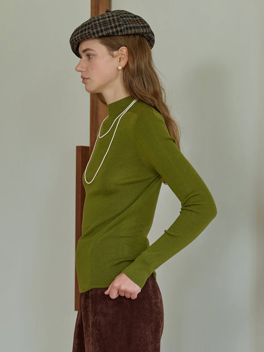 Allyson 100% Merino Mock Neck Knit Sweater