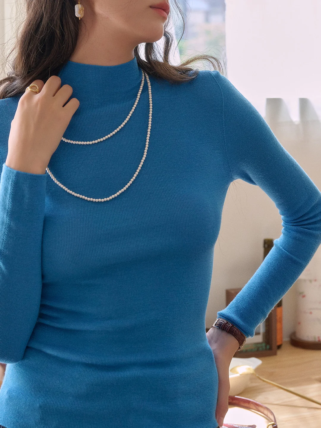 Annalise Mock Neck 100% Merino Wool Sweater