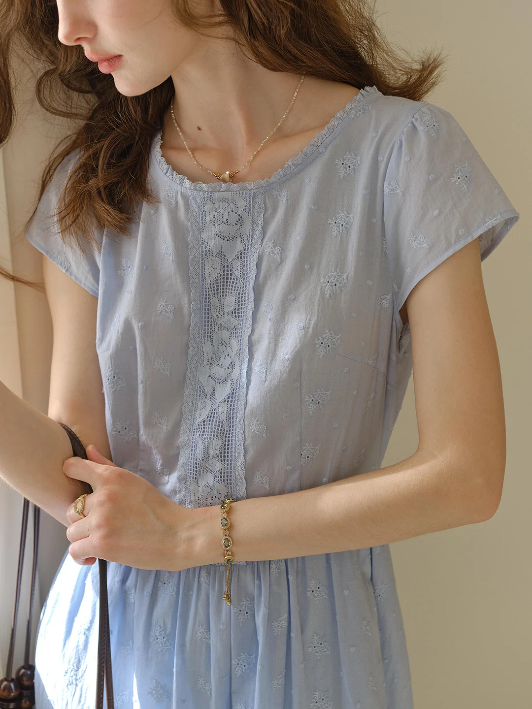 Malia Round Neck Lace Embroidered 100% Cotton Dress