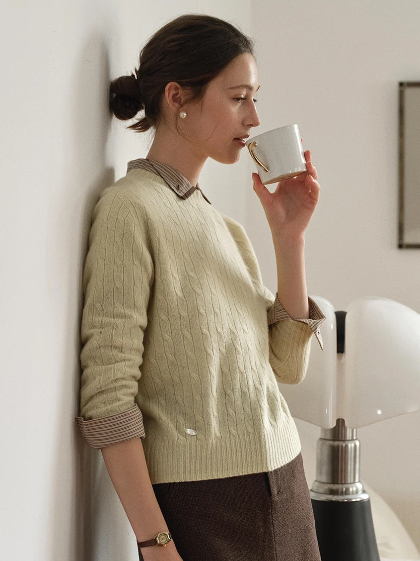 Shay Cable-Knit Lightweight Wool-Cashmere Sweater