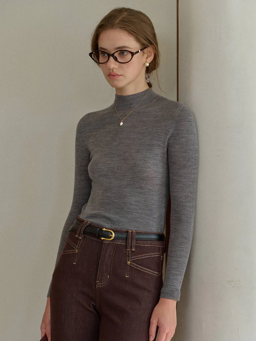 Allyson 100% Merino Mock Neck Knit Sweater