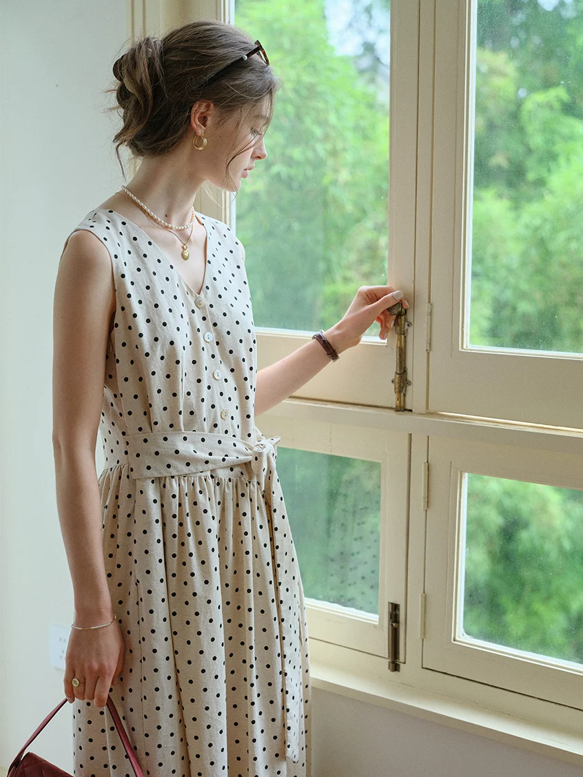 Clarissa Loose V-Neck Dot Dress