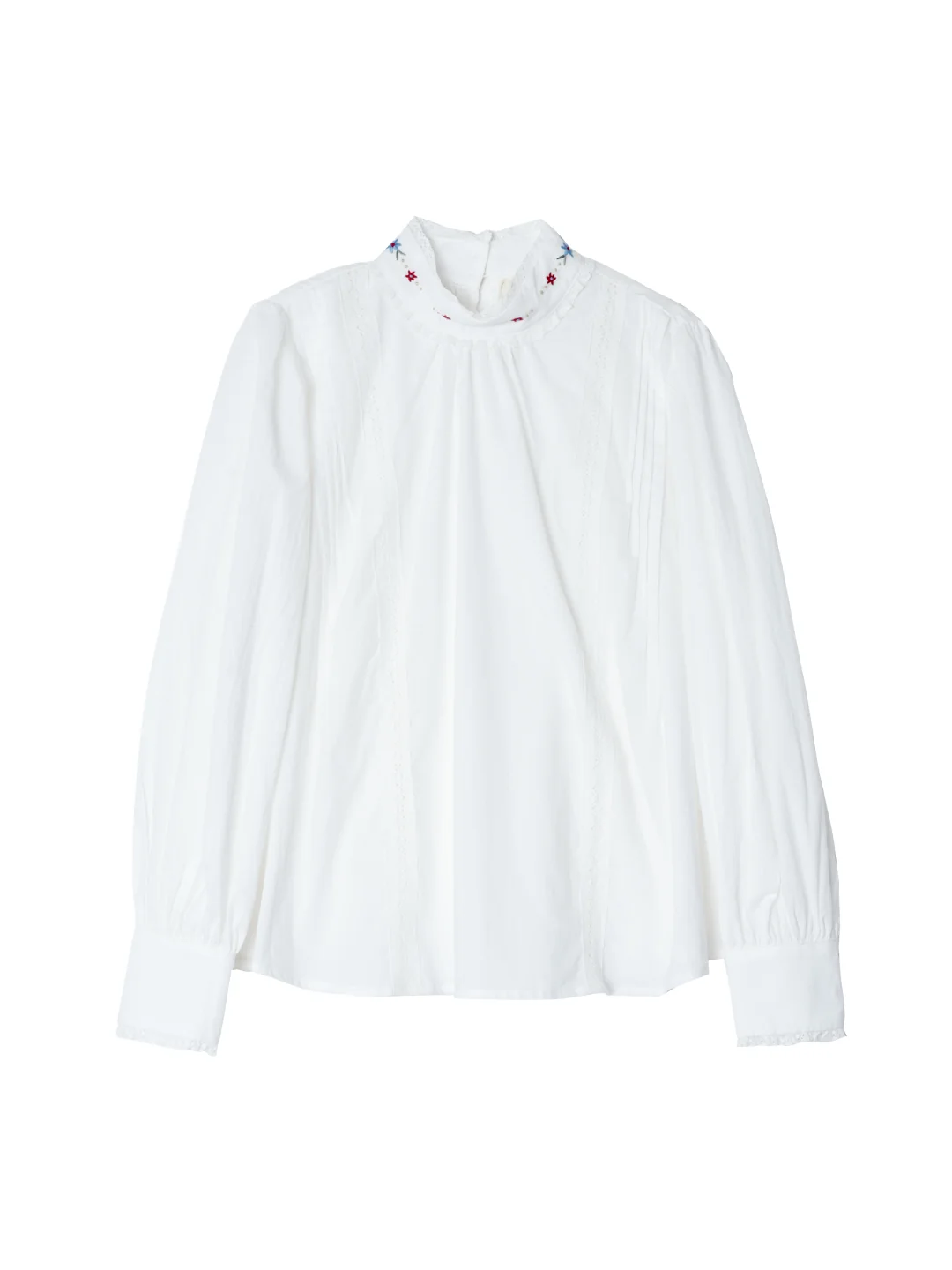 【Final Sale】Aylin Mock Neck Embroidered White Shirt