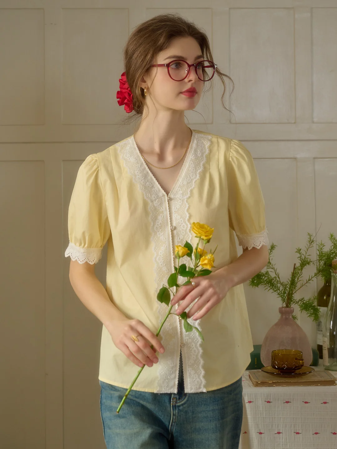 【Final Sale】Margot Peter Pan Collar 100% Cotton Blouse