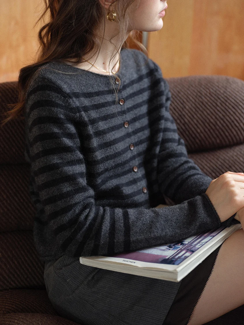 Laylah All-Purpose Striped Round Neck Cardigan