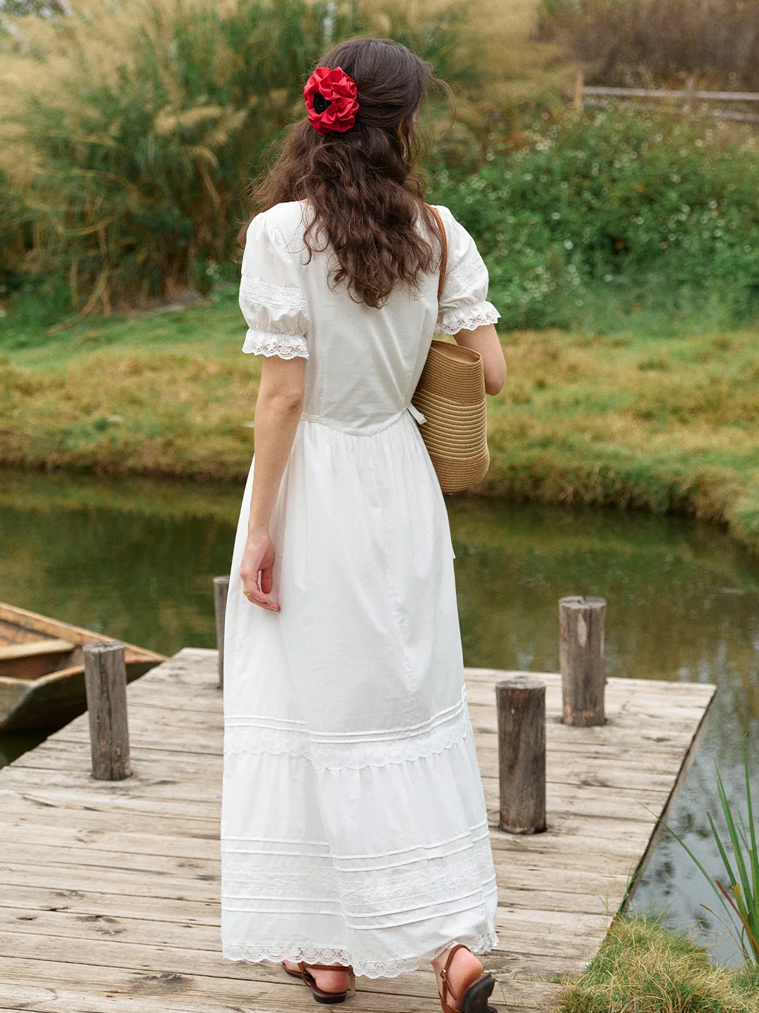 Luella Square Neck Embroidered Dress