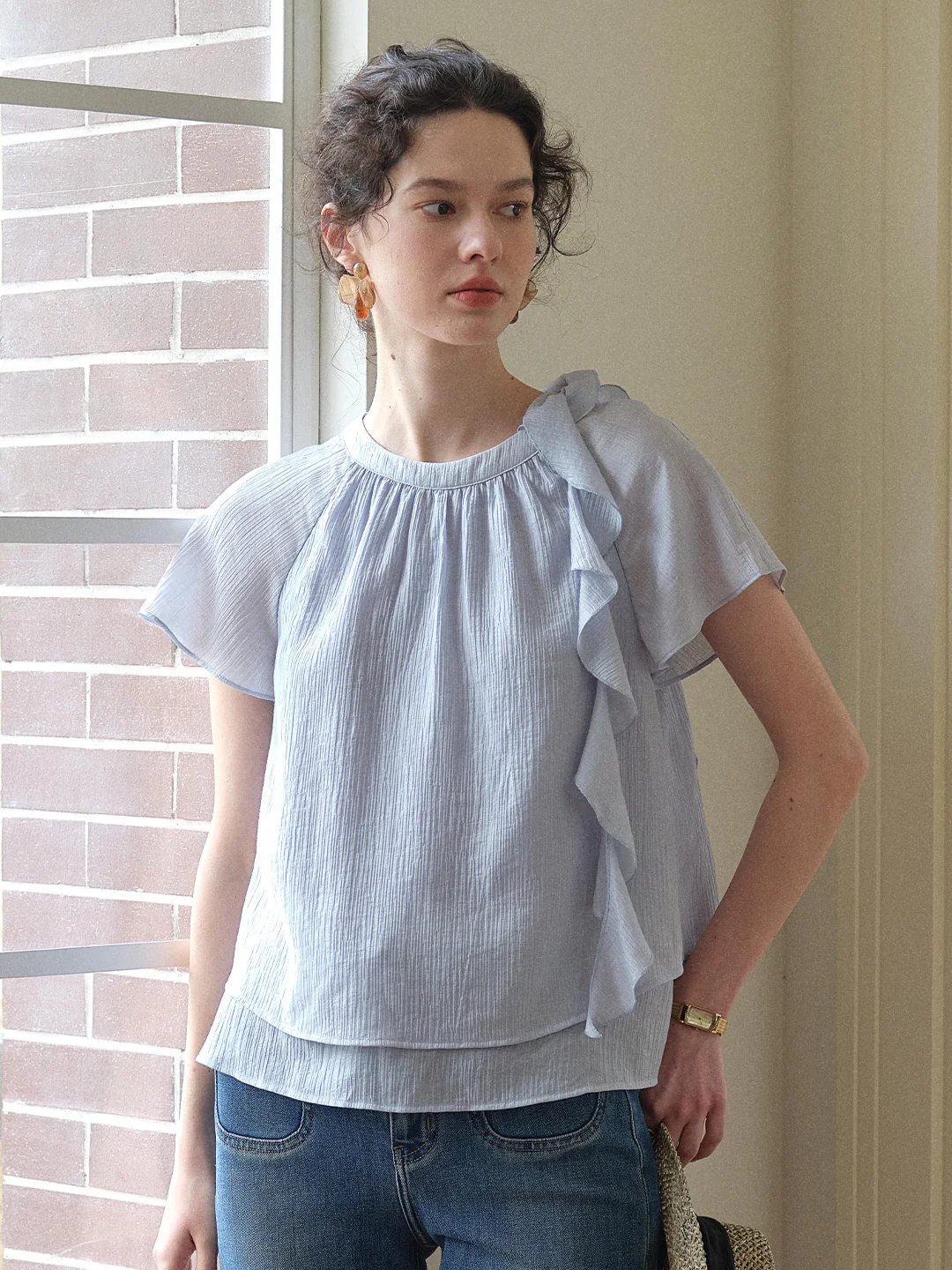 Emilia Round Neck French Blouse