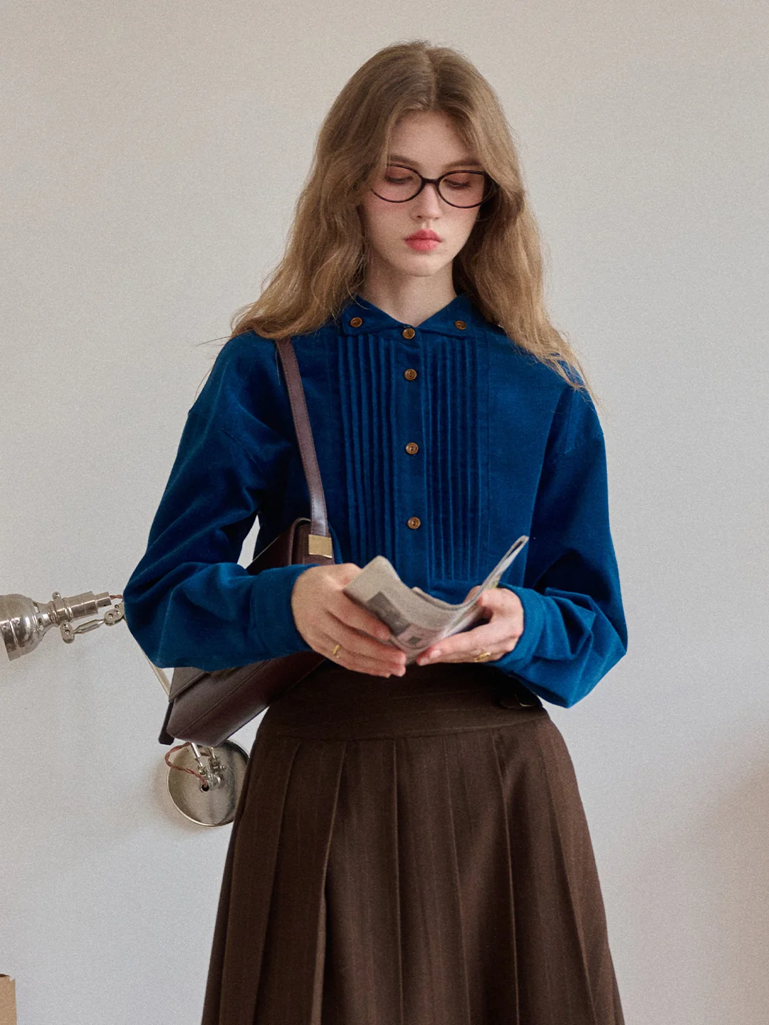 Ailani Stand Collar 100% Cotton Corduroy Shirt