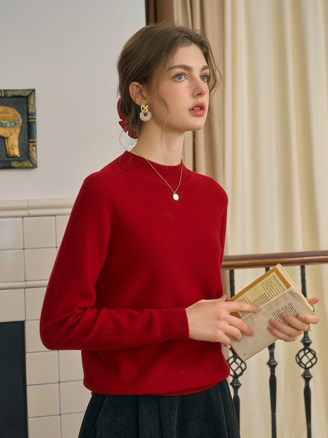 Kamari Mock Neck 100% Wool Slim Fit Knit Sweater