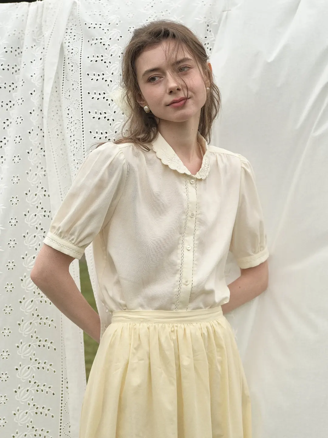 Xyla Peter Pan Collar Hemp Blouse