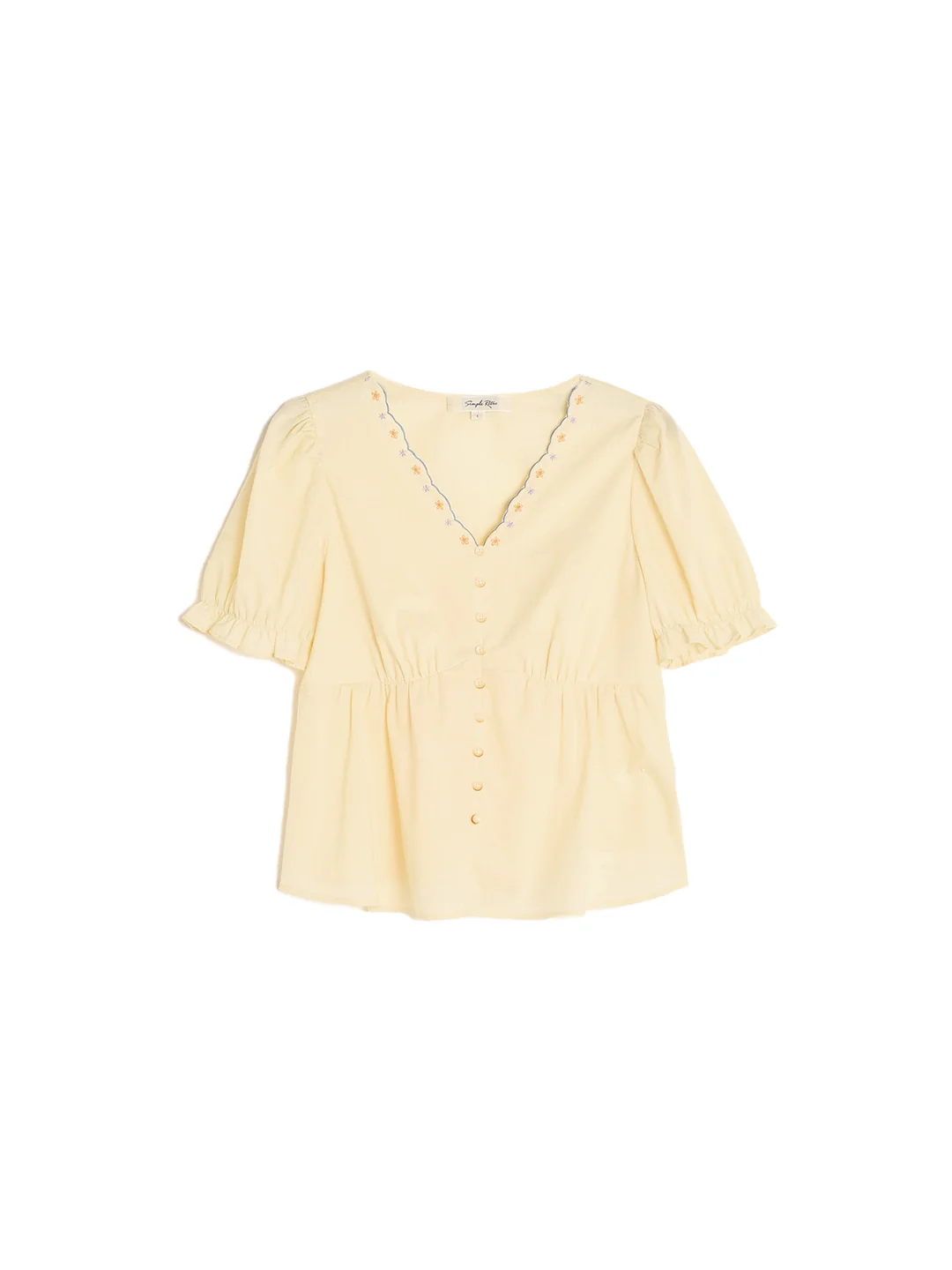 Margaret V-Neck Waist 100% Cotton Blouse