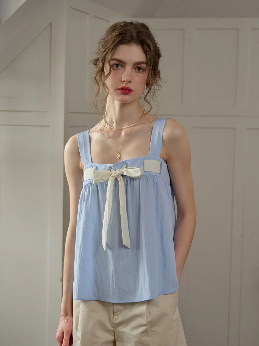 【Final Sale】Skye Square Neck Bow Top