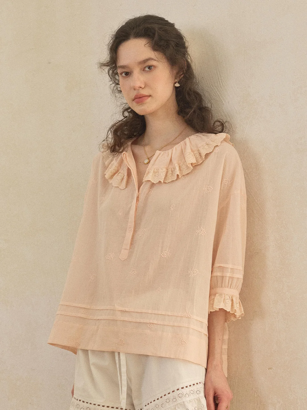 Romy Round Neck 100% Cotton Blouse