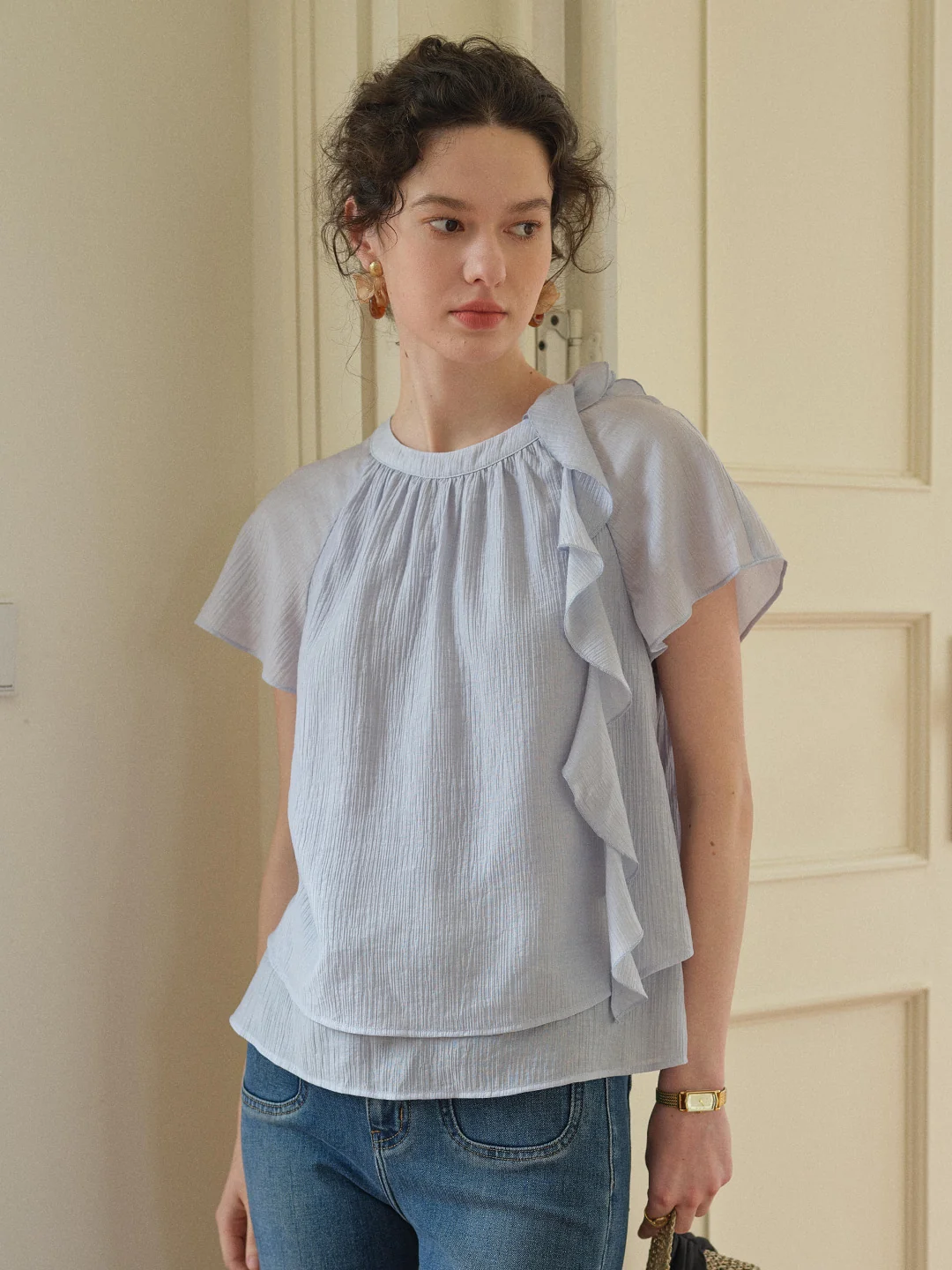 Emilia Round Neck French Blouse