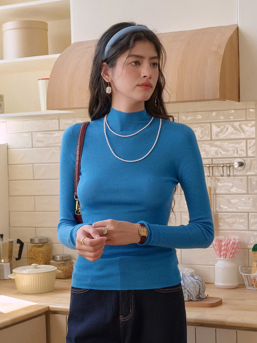 Annalise Mock Neck 100% Merino Wool Sweater