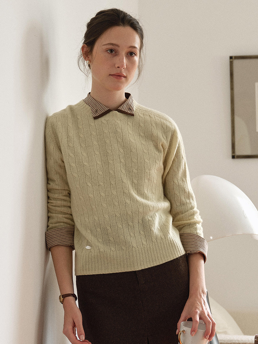 Shay Cable-Knit Lightweight Wool-Cashmere Sweater