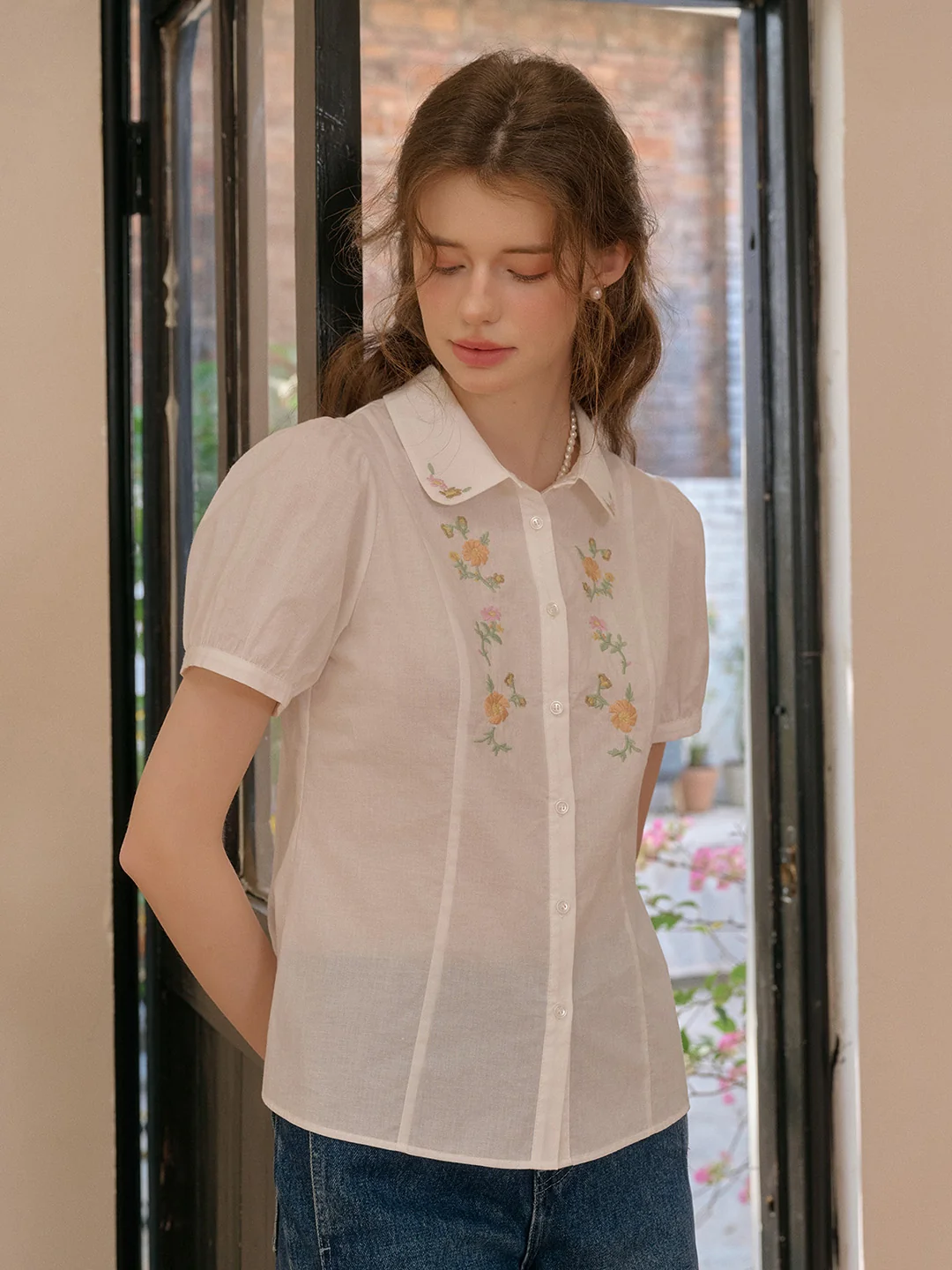 【Final Sale】Elianna Peter Pan Collar 100% Cotton Blouse