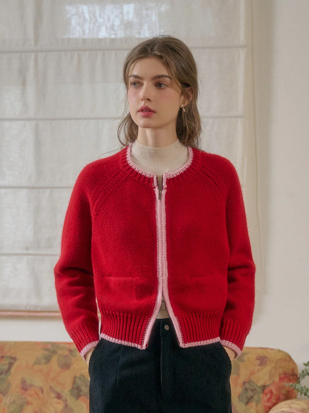 【Final Sale】Brielle Round Neck 100% Wool Cardigan