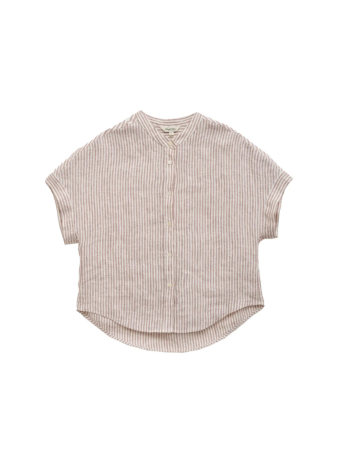 Fleur Stand Collar Stripe 100% Linen Blouse