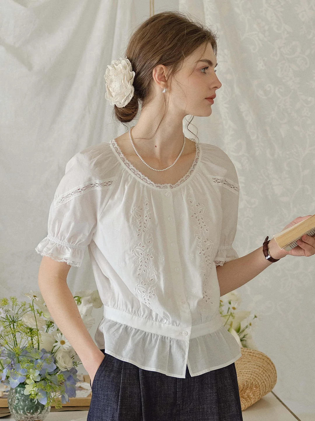 Samara Round Neck 100% Cotton Blouse