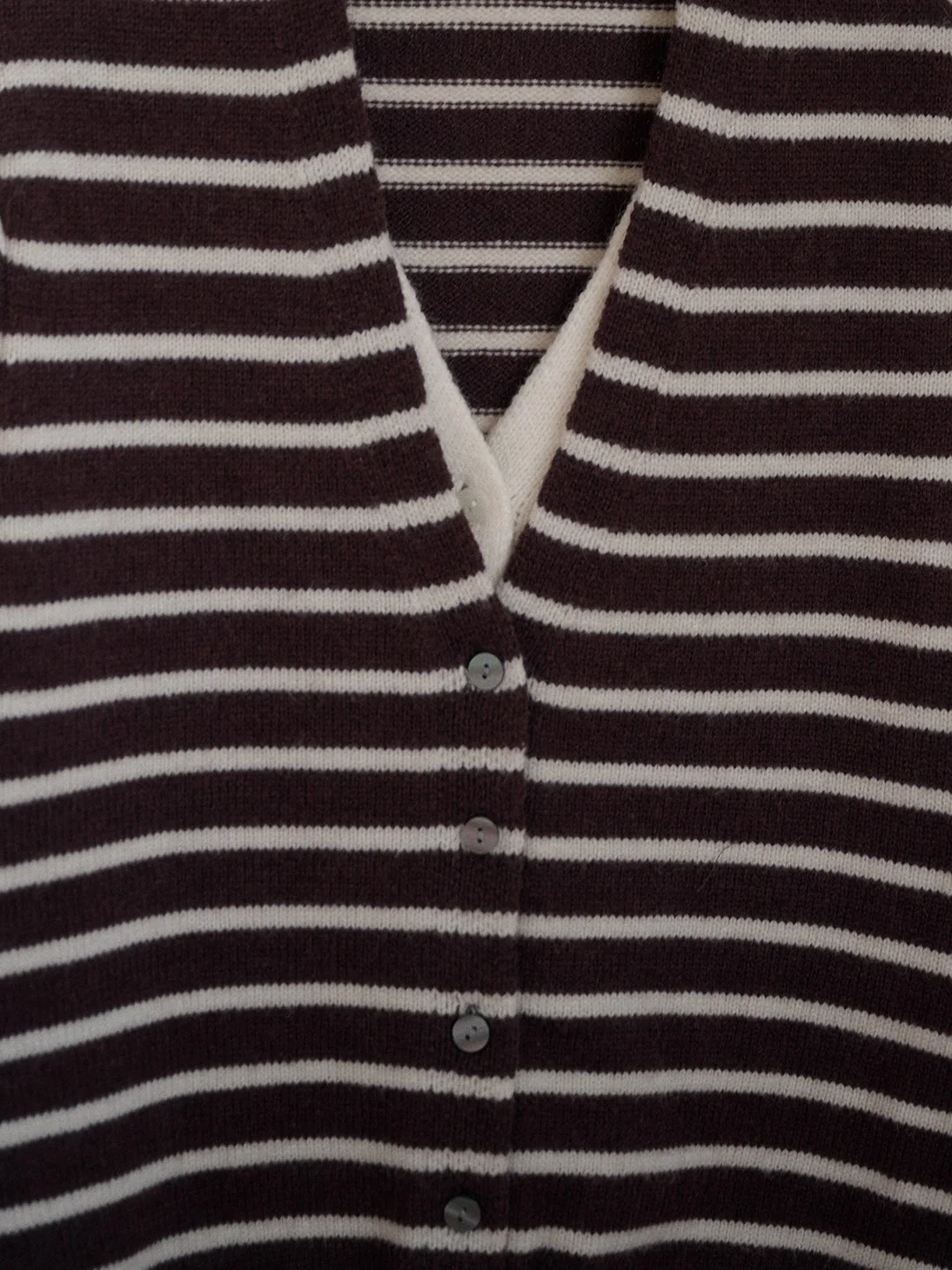 Frankie V-Neck Stripe Wool Cardigan