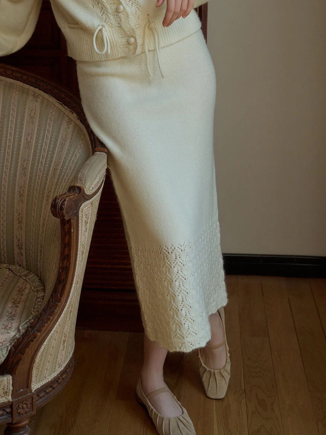 【Final Sale】Charley Cutout Crocheted Hem Skirt