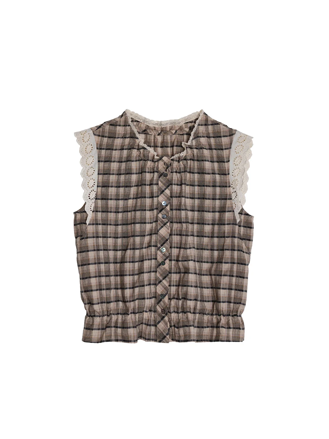 Ainhoa Plaid Sleeveless Blouse