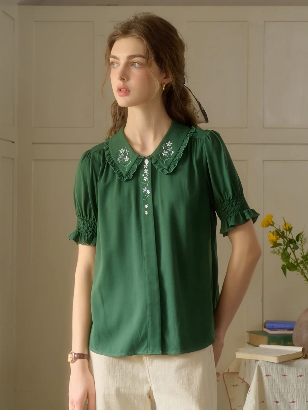 【Final Sale】Skye Floral Embroidered Puff Top