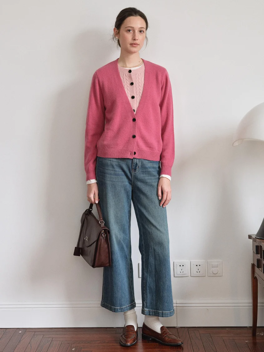 Ainhoa 100%Wool Drop Shoulder Versatile Cardigan