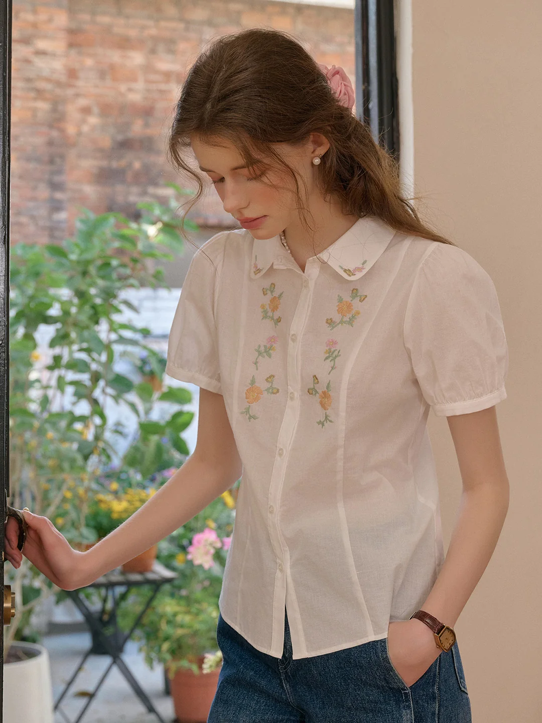【Final Sale】Elianna Peter Pan Collar 100% Cotton Blouse