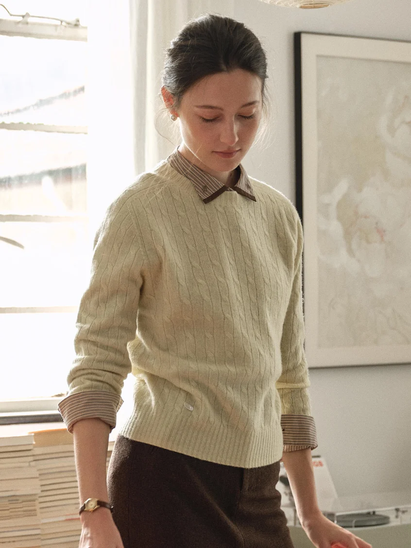 Shay Cable-Knit Lightweight Wool-Cashmere Sweater