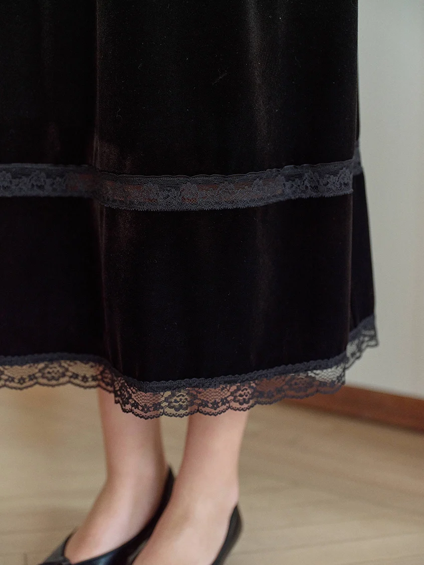 Violette All-Purpose Lace Velvet Midi Skirt