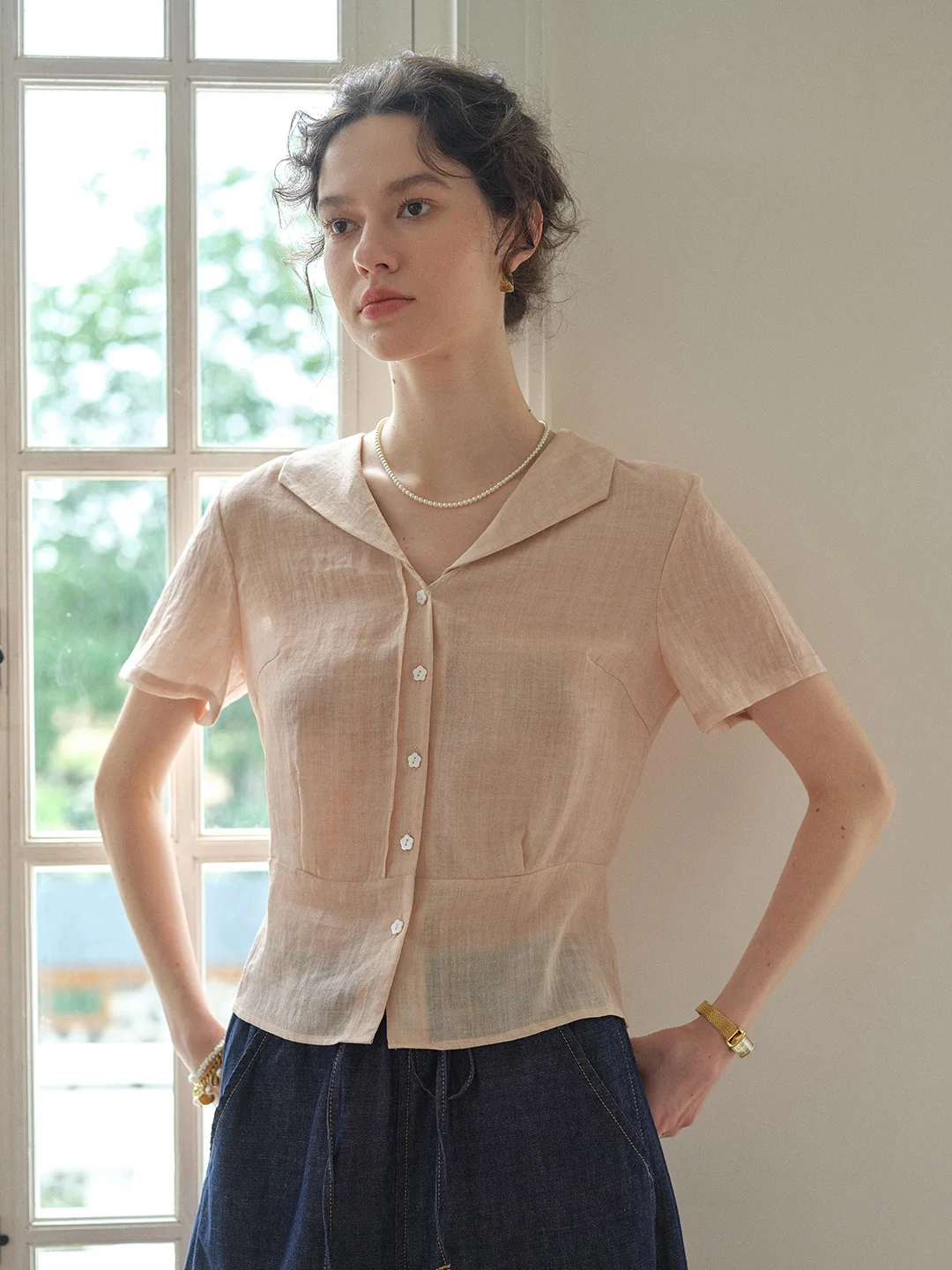 Sonnie V-Neck Ramie Shirt